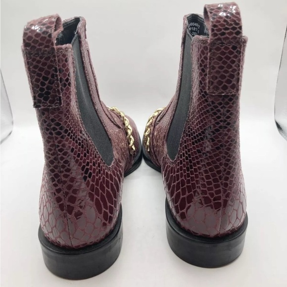 ASOS Boots Red Snake Bootie Gold Chain Ava Leather Women’s Size 5 Animal Print - Picture 8 of 11